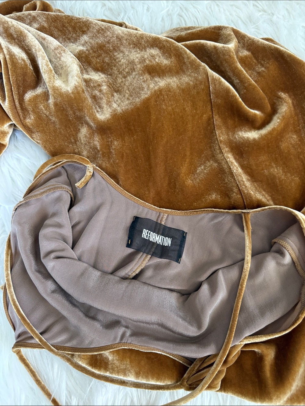 Reformation Gold Velvet Maxi Slip Dress - Picture 5 of 10